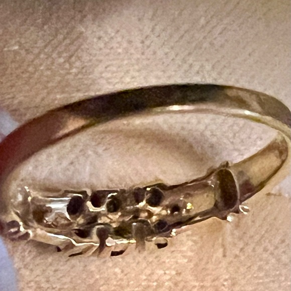 Vintage 10K Blue Sapphire & Diamond yellow Gold Ring - Picture 4 of 4